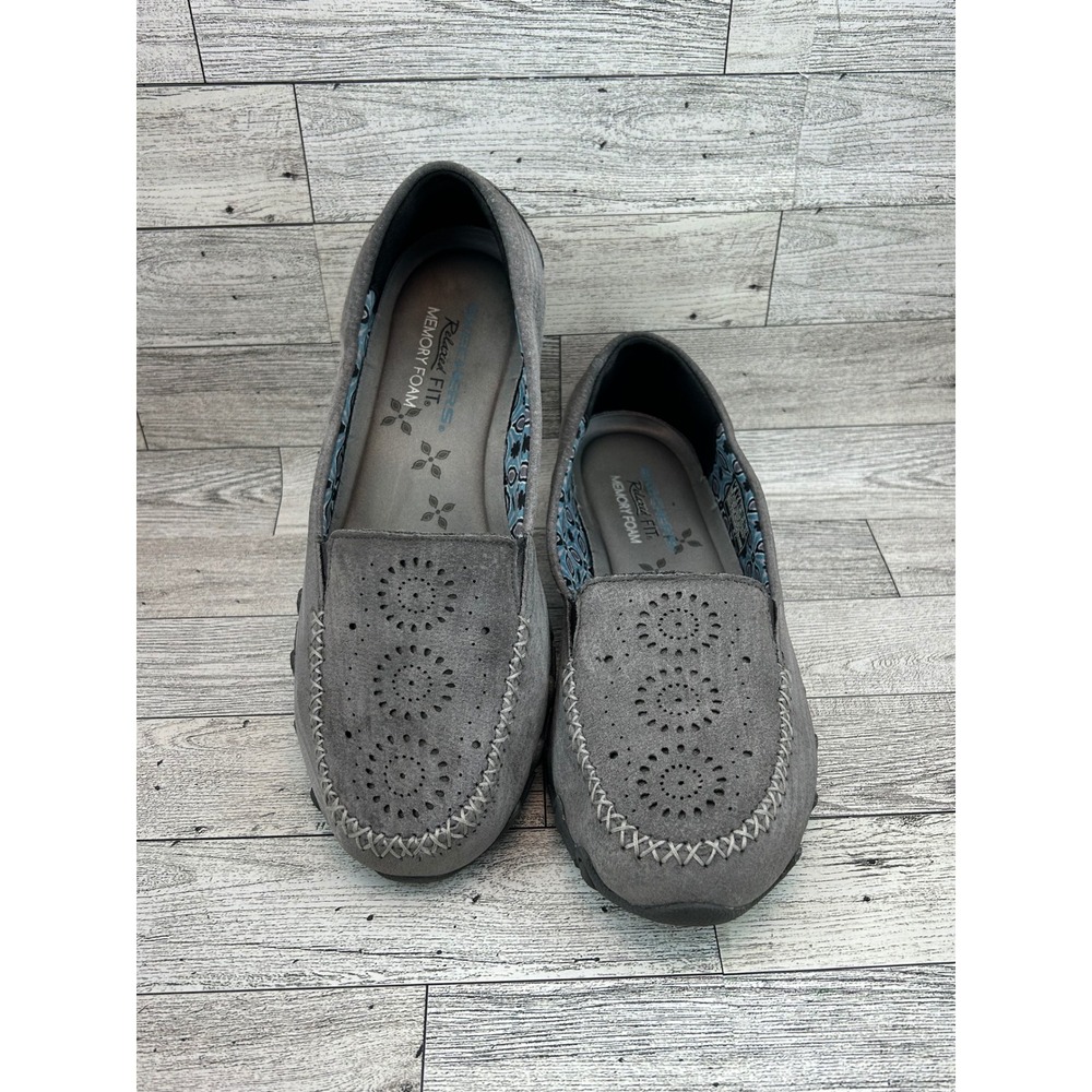 Skechers Relaxed Fit Memory Foam Grey Suede Loafers 49109 Womens 8